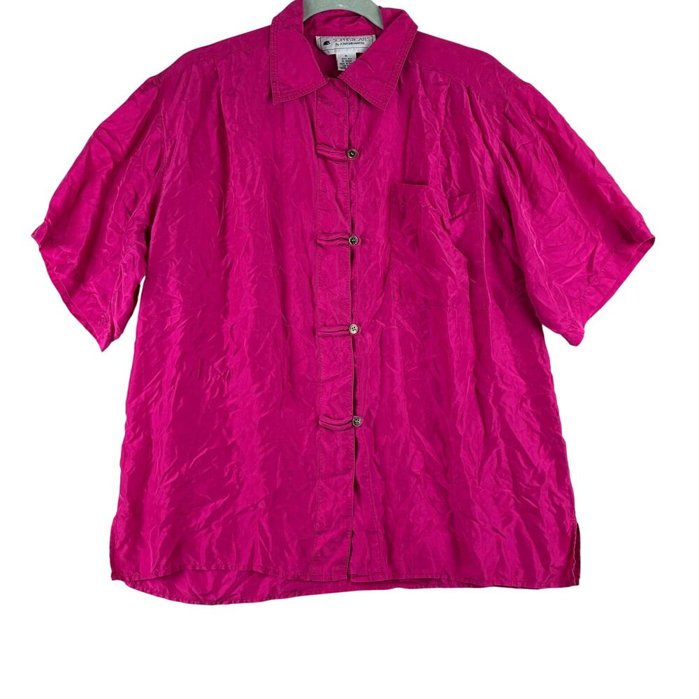 Sophisticates Jonathan Martin 100% Silk Button Up Blouse Women's Medium Pink SS